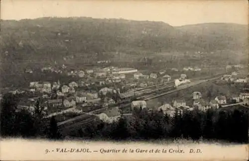 Ak Le Val d'Ajol Vosges, Quartier de la Gare et de la Croix