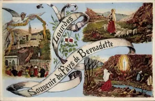 Ak Lourdes Hautes Pyrénées, Souvenir du Pays de Bernadette