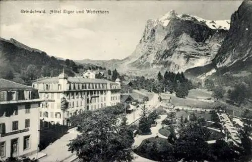 Ak Grindelwald Kt. Bern, Hotel Eiger und Wetterhorn