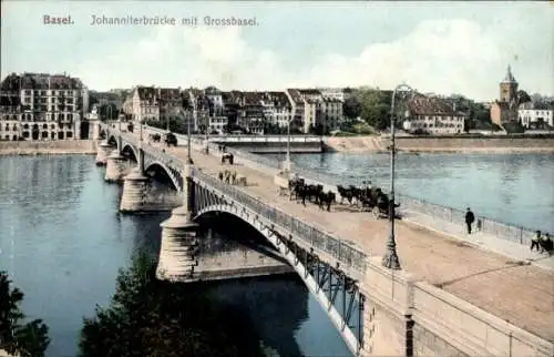 Ak Basel Stadt Schweiz, Johanniterbrücke, Grossbasel