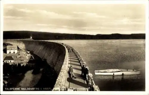 Ak Muldenberg Grünbach im Vogtland, Talsperre Muldenberg, Blick auf die Sperrmauer