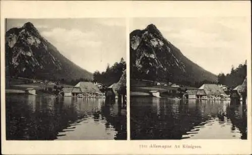 Stereo Ak Schönau am Königssee, Blick über den See