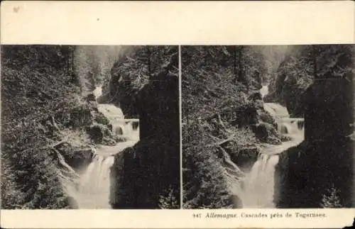 Stereo Ak Tegernsee in Oberbayern, Wasserfall