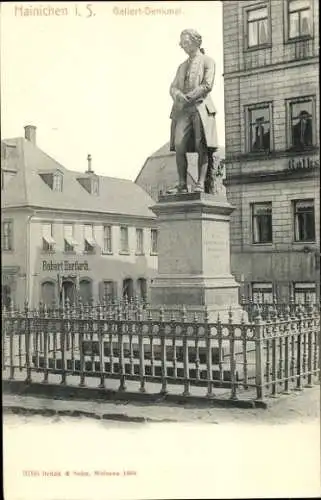 Ak Hainichen Sachsen, Gellert Denkmal, Gerfuth Geschäft