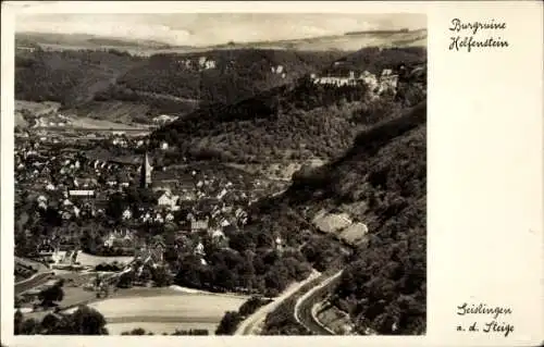 Ak Geislingen an der Steige, Gesamtansicht, Burgruine Helfenstein