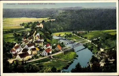 Ak Gutenstein Sigmaringen an der Donau, Teilansicht, Donautal, Schloss, Brücke, Fluß