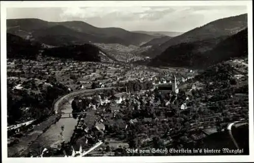 Ak Gernsbach im Schwarzwald, Blick von Schloss Eberstein ins hintere Murgtal