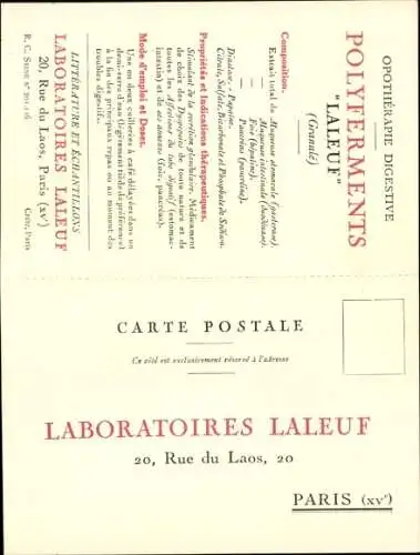 Klapp Ak Paris XV, Polyferments Laleuf, Laboratoires Laleuf