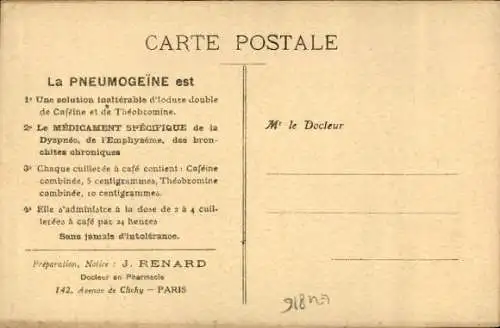 Ak La Pneumogeine, Docteur en Pharmacie J. Renard, Paris