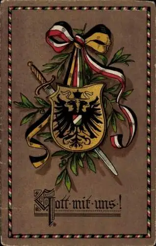 Ak Gott mit uns, Wappen, Schwert, Waffenbrüderschaft