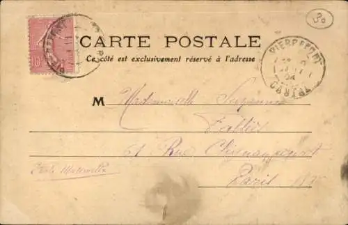 Ak Auvergne, Französische Tracht, Alter Mann, Gehstock, Hut