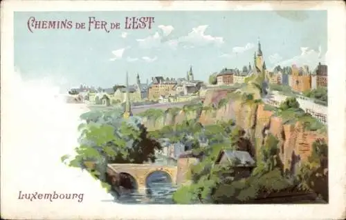 Künstler Ak D'Alesi, H., Luxemburg Luxembourg, Panorama, Chemins de Fer de l'Est