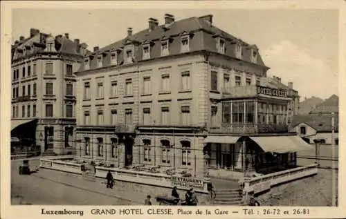 Ak Luxemburg Luxembourg, Grand Hotel Clesse, Bahnhofsplatz