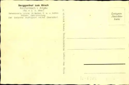 Ak Reichenbach Oberstdorf im Oberallgäu, Gasthof zum Hirsch