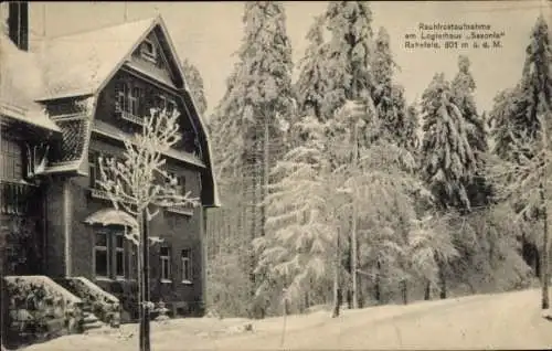 Ak Rehefeld Zaunhaus Altenberg im Erzgebirge, Logierhaus Saxonia, Winter