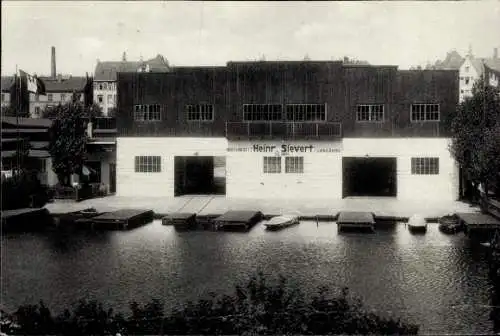 Ak Hamburg Nord Winterhude, Bootswerft Heinr. Sievert, Possmoorweg am Goldbekkanal