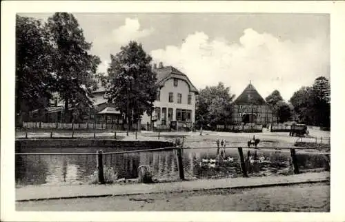 Ak Hoisdorf in Schleswig Holstein, Harms Gasthof am Dorfteich