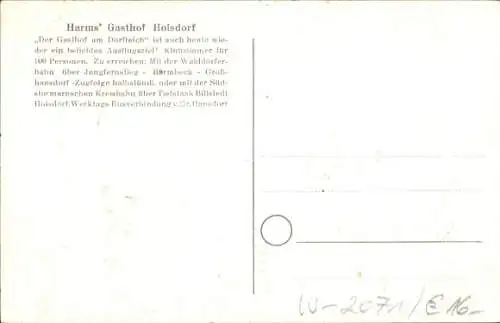 Ak Hoisdorf in Schleswig Holstein, Harms Gasthof am Dorfteich