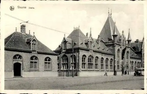 Ak Furnes Veurne Westflandern, Bahnhof