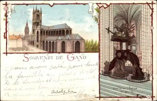 Litho Gand Gent Ostflandern, Kirche, Altar