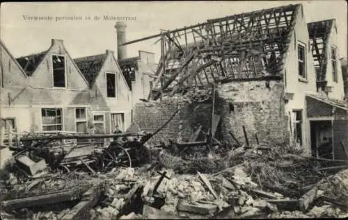 Ak Zierikzee Zeeland, Verwoeste perceelen in de Molenstraat, Zerstörung durch Bombenabwurf 1917 1.WK