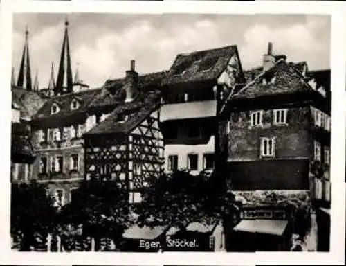 Set von 12 Fotos im Umschlag, Eger im Sudetenland