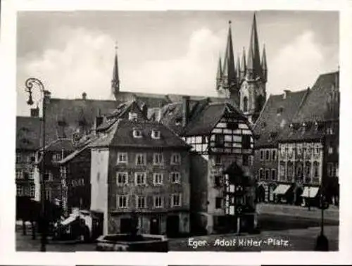 Set von 12 Fotos im Umschlag, Eger im Sudetenland