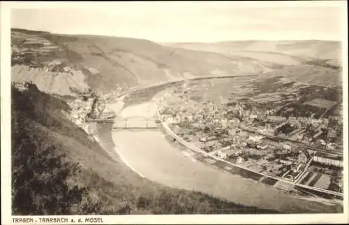 Ak Traben Trarbach an der Mosel, Gesamtansicht, Brücke