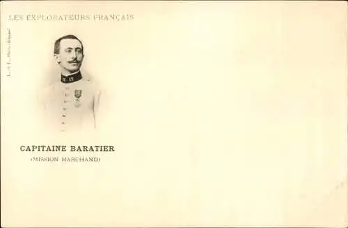 Ak Capitaine Albert Baratier, Mission Marchand, Portrait