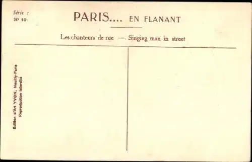 Ak Paris, Les chanteurs de rue, Straßensänger, Geige, Gitarre