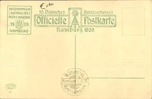 Ak Hamburg Bergedorf Vierlande, Hauseingang, Frau in Tracht, 16. Dt. Bundesschießen Hamburg 1909