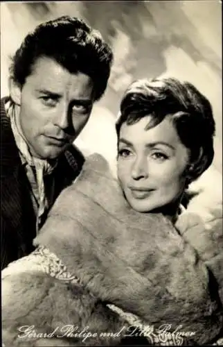 Ak Schauspieler Gerard Philipe, Schauspielerin Lilli Palmer, Portrait, Film Montparnasse 19