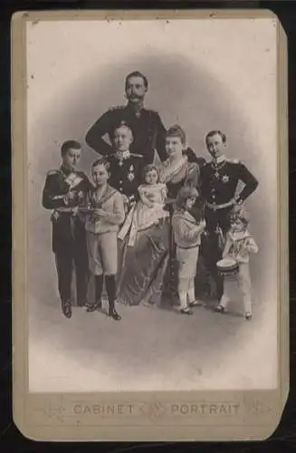 Cabinet Foto Kaiser Wilhelm II. u. Auguste Viktoria v. Preußen mit ihren Kindern