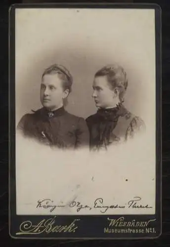 Cabinet Foto Königin Olga v. Griechenland, geb. Konstantinowa Romanowa v. Rußland, u. Eugenie Th.