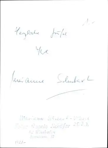 Ak Schauspielerin Marianne Schubart-Vibach, Portrait, Autogramm