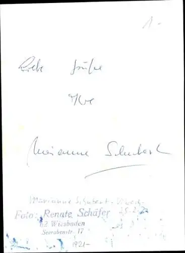 Ak Schauspielerin Marianne Schubert, Portrait, Autogramm