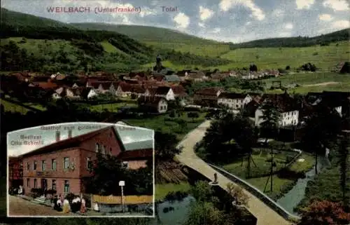 Ak Weilbach im Odenwald Unterfranken Bayern, Gasthof zum goldenen Löwen, Totalansicht