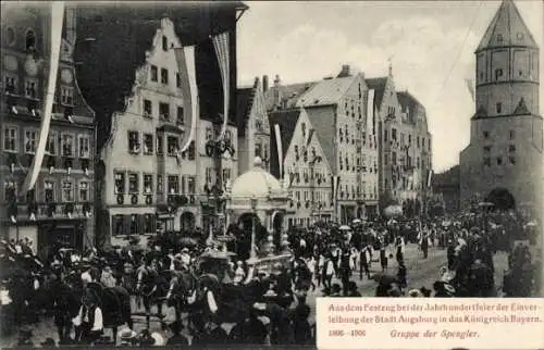 Ak Augsburg in Schwaben, Festzug der Jahrhunderfeier der Einverleibung d. Stadt in Königreich Bayern