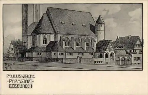 Künstler Ak Bessungen Darmstadt in Hessen, Pauluskirche