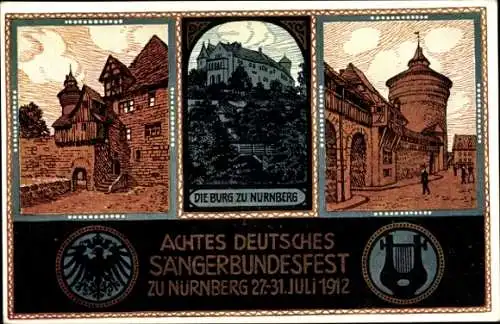 Künstler Ak Nürnberg in Mittelfranken, 8. Deutsches Sängerbundesfest 1912, Burg