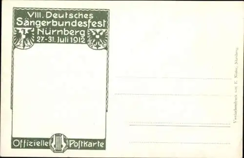 Künstler Ak Nürnberg in Mittelfranken, 8. Deutsches Sängerbundesfest 1912, Burg