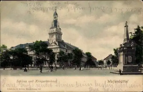 Ak Wolfenbüttel in Niedersachsen, Schloss, Kriegerdenkmal