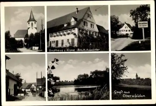 Ak Oberwälden Wangen bei Göppingen Württemberg, Gasthaus zur Krone, Kirche