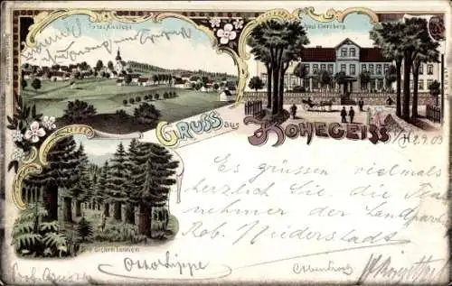 Litho Hohegeiß Braunlage im Oberharz, Hotel Ebersberg, Gesamtansicht