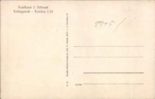 Ak Tellingstedt in Dithmarschen, Kaufhaus J. Schrum, Meierei, Kirche, Windmühle