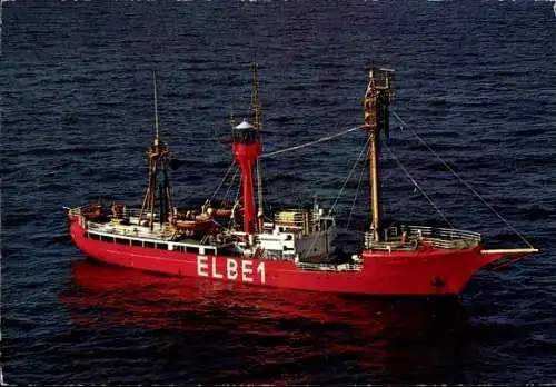 Ak Feuerschiff Elbe 1, Schiff mit Signalturm