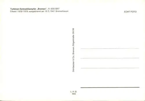 Ak Dampfer Bremen, Norddeutscher Lloyd Bremen, Turbinenschnelldampfer, Ausfahrt