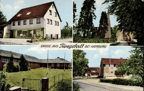 Ak Tangstedt bei Hamburg Kreis Stormarn, Kaufhaus Ernst Delfs, Kirche, Schule, Amtshaus