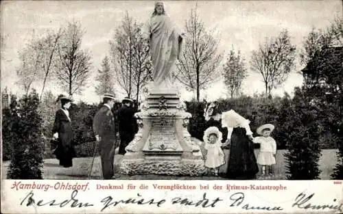 Ak Hamburg Nord Ohlsdorf, Denkmal für die Verunglückten der Primus-Katastrophe