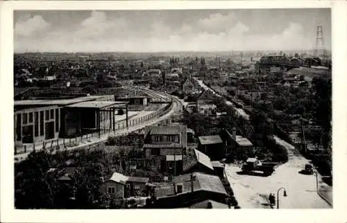 Ak Hamburg Bergedorf Moorfleet, Panorama, LKW, Brücke, Eisenbahnschienen